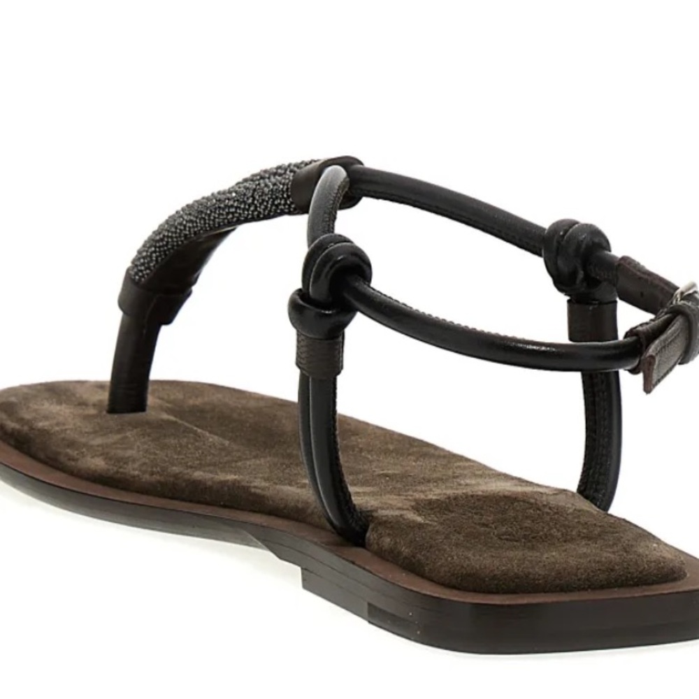 Brunello Cucinelli  Monile Brown and Black Sandals - Picture 4 of 7